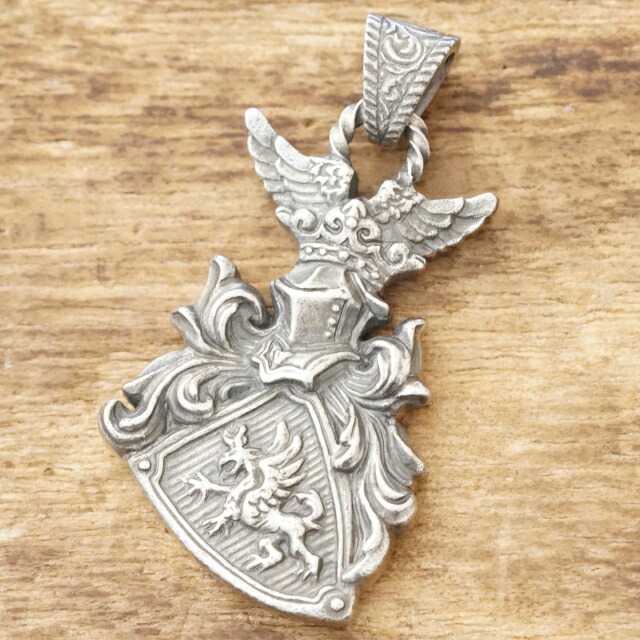 ケツァール QUETZAL クレスト ネックレス シルバー 925 燻し[GOCqn30silver]|クレスト ネックレス メンズ レディース シルバー 925 燻し ヴィンテージ アンティーク GOTHIC 中世ヨーロッパ 建築 美術 ハンドメイド ジュエリー｜緑花堂ストア