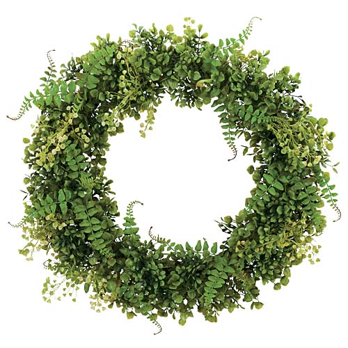 飾り無しリース 店舗装飾 クリスマス 人工芝 クリスマスリース 室内装飾 造花 飾り付け Onslewr7543 送料無料 造花 人工観葉植物 人工観葉植物 60cm 装飾 フラワー レザーファーンミックスリース フェイク リーフ デコレーション 飾り イベント パーティー フラワー