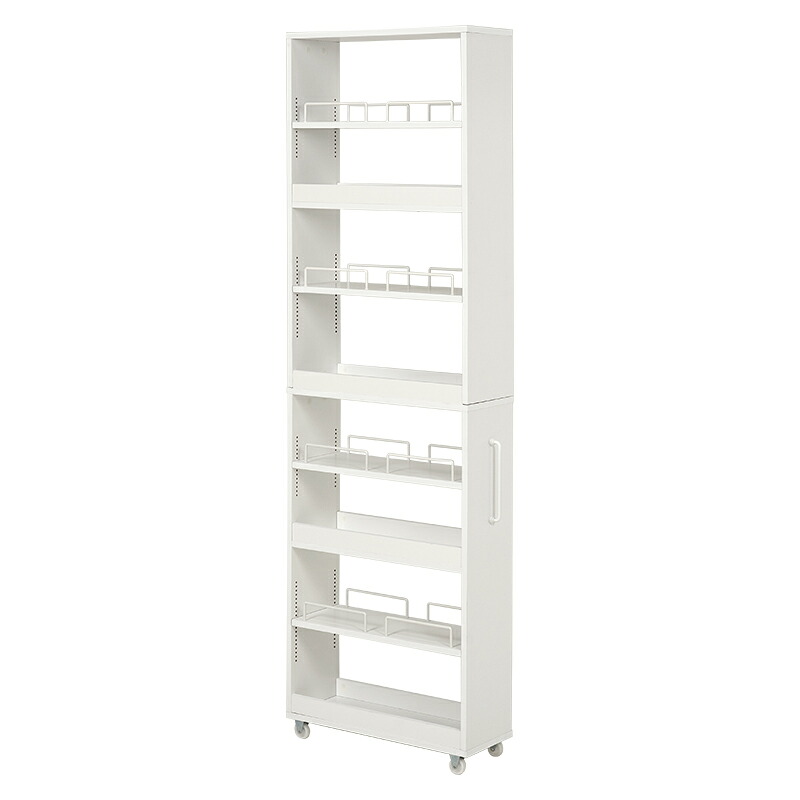 隙間収納ワゴン ホワイト[THU3000004211]|インテリア・寝具・収納 収納家具 キッチン収納 キッチン隙間収納【すき間収納,スリムワゴン,キッチンワゴン,収納ワゴン,キャスター付きワゴン,隙間ラック,スリムラック,ランドリー収納 】｜緑花堂ストア
