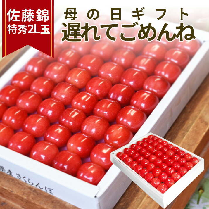 ＼母の日 ギフト 遅れてごめんね／ さくらんぼ 佐藤錦 特秀 ２Ｌ 鏡詰め 300ｇ 山形県産 産地直送 化粧箱入 プレゼント 産地直送 手詰め メッセージカード ギフトカード付 花以外ならこれ 送料無料 食べ物 母の日 早割