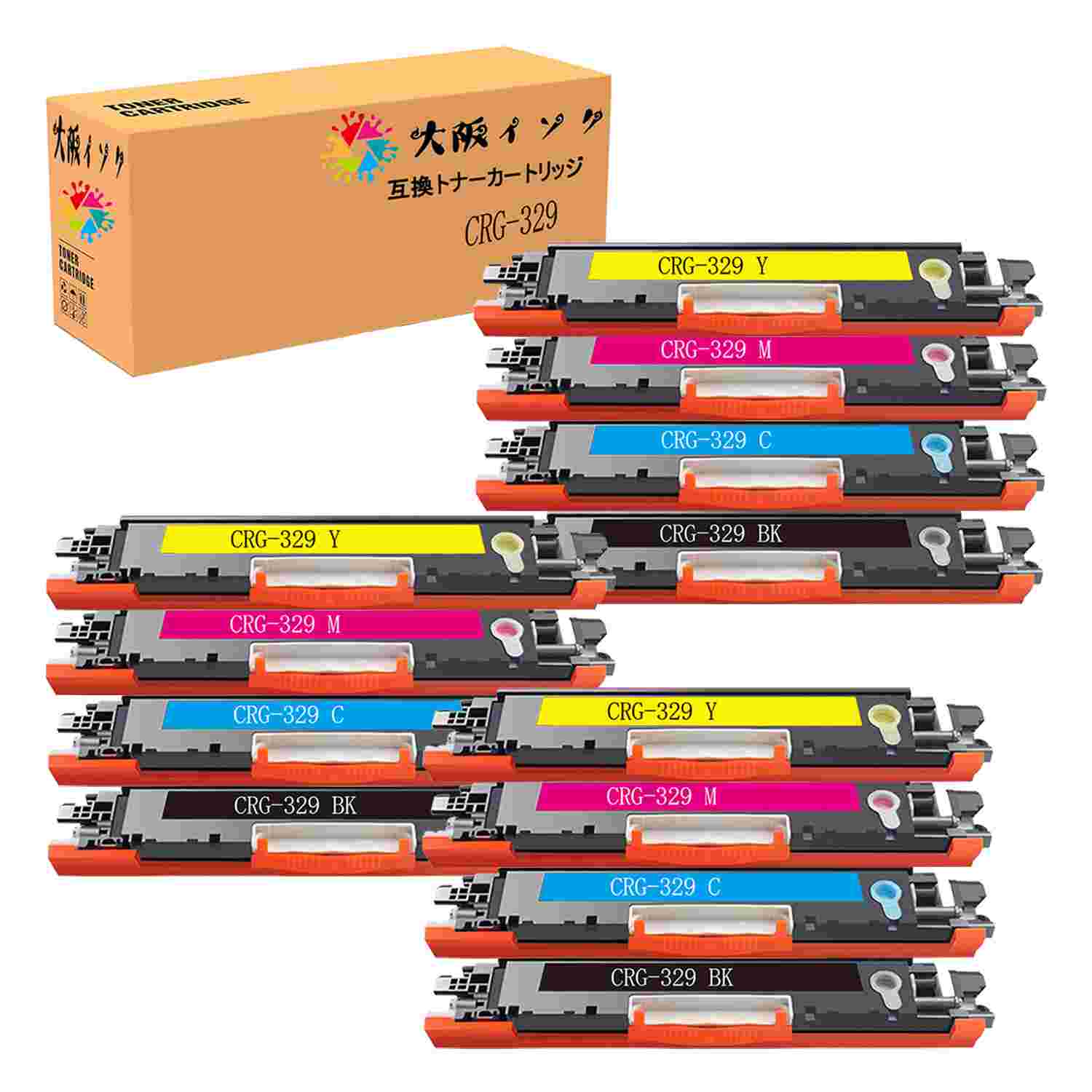 トナーカートリッジ CRG-329互換 キャノン汎用トナーCRG-329BLK CRG-329CYN CRG-329MAG CRG-329YEL各3本 4色12本セット 対応機種：LBP7010C / LBP7018Cキヤノン用互換トナーカートリッジ 簡単にセットでき、文字はくっきり、高品質や鮮明なカラーのトナーパウダーで印刷