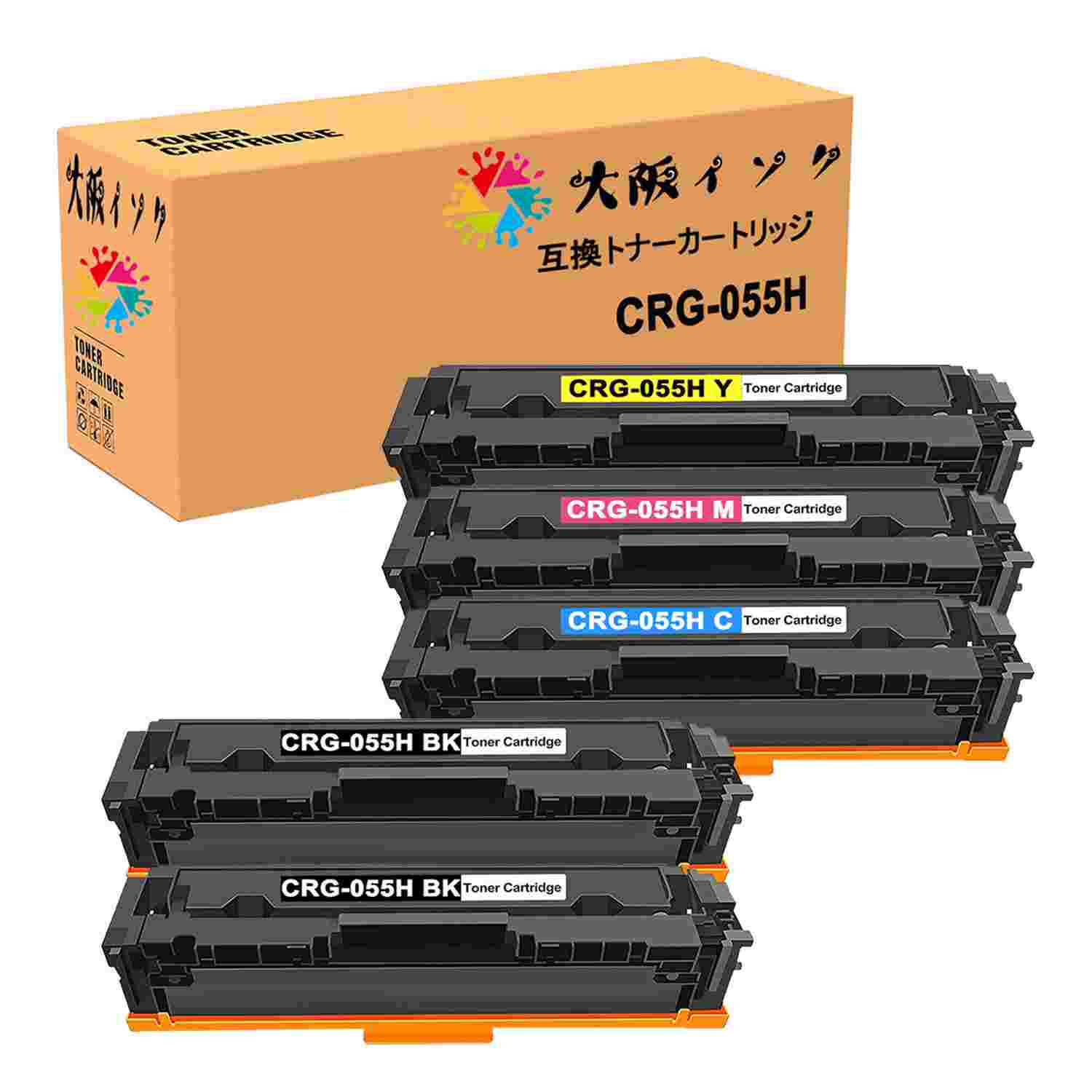 トナーカートリッジCRG-055H取り替えっこ加農砲汎用トナーCRG-055HBLK2本+CRG-055HCYN CRG-055HMAG CRG-055HYEL3本足し加える5本仕掛けるSatera MF745 MF745Cdw MF743 MF743Cdw MF741 MF741Cdw LBP664 LBP664C LBP662 LBP662C LBP661 LBP661C用高品等やせつ然たるな色合いのトナーパウダーで刷り上げる