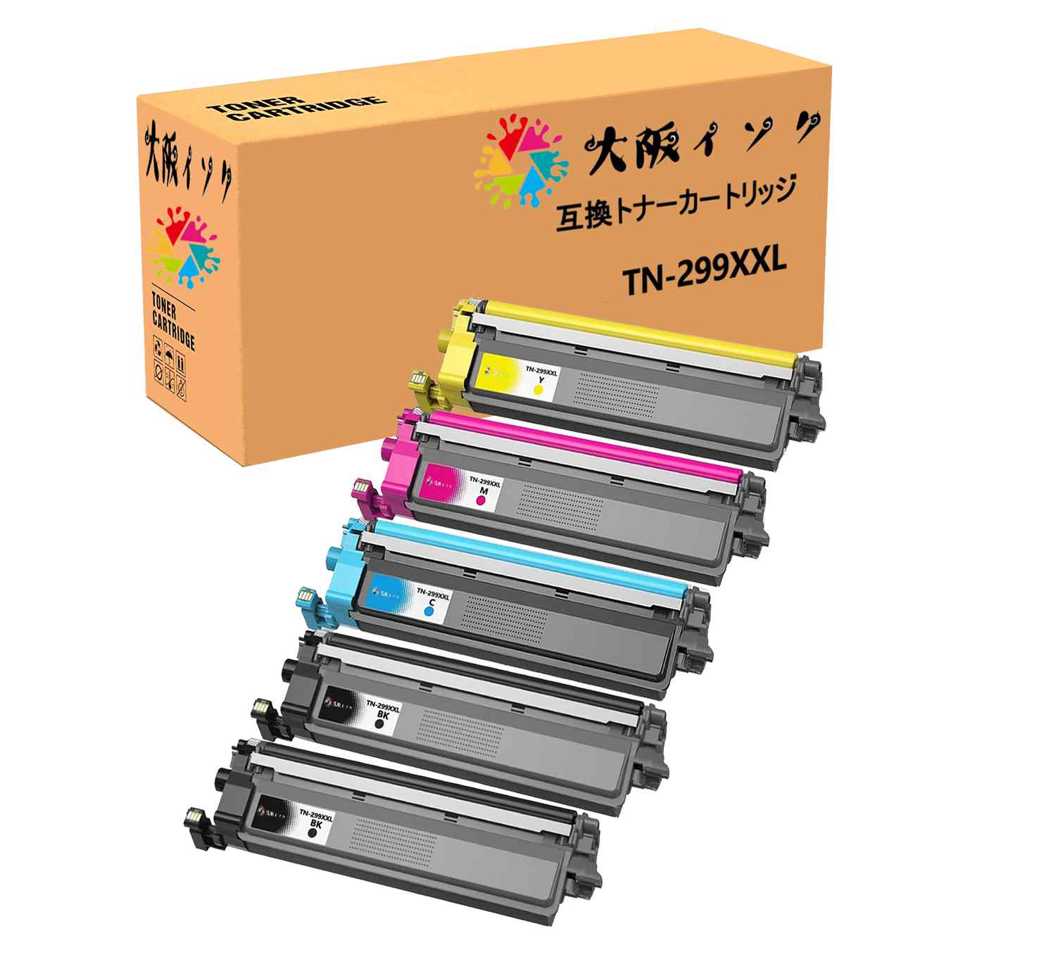ブラザー用TN-299XXL互換トナーカートリッジ Brother対応汎用トナーTN-299XXLBKブラック 2本+TN-299XXLCシアン TN-299XXLMマゼンタ TN-299XXLYイエロー 3本 合計5本セット 対応機種：HL-L3240CDW / MFC-L3780CDW 印刷枚数:１本ブラック：約3000枚 カラー：約2300枚｜CASEONE