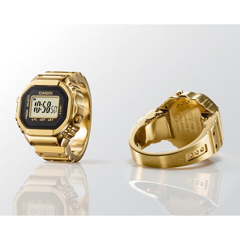 ［新品］カシオ携帯時計50周年祝する 押さえる CASIO 指環 リングウォッチ 22号 19号 16号 デジタル ウオッチ ゴールド CRW-001G-9JR 国内置き目模範例