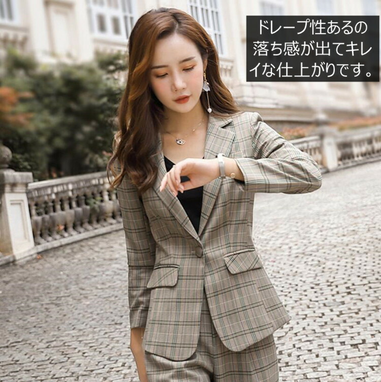チェック柄 レディース サマースーツ 大きいサイズ スーツ パンツスーツ 夏ジャケット 9分丈パンツ セットアップ レディーススーツ 夏 ジャケット 洗えるスーツ 背抜き お洒落 ビジネス オフィス カジュアル 着痩せ 在宅 テレワーク 送料無料 Cooltonindia Com