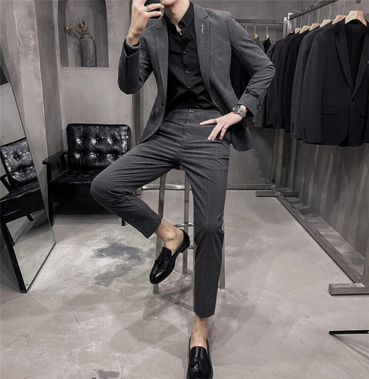 ポイント10倍 スーパーセール チェック柄 セットアップ メンズ スリムスーツ カジュアル テーラード ジャケット パンツスーツ 上下セット ２点セット 春 秋 冬 ちょいワル オフィス ビジネス 結婚式 最新コレックション Azurpiscines68 Fr