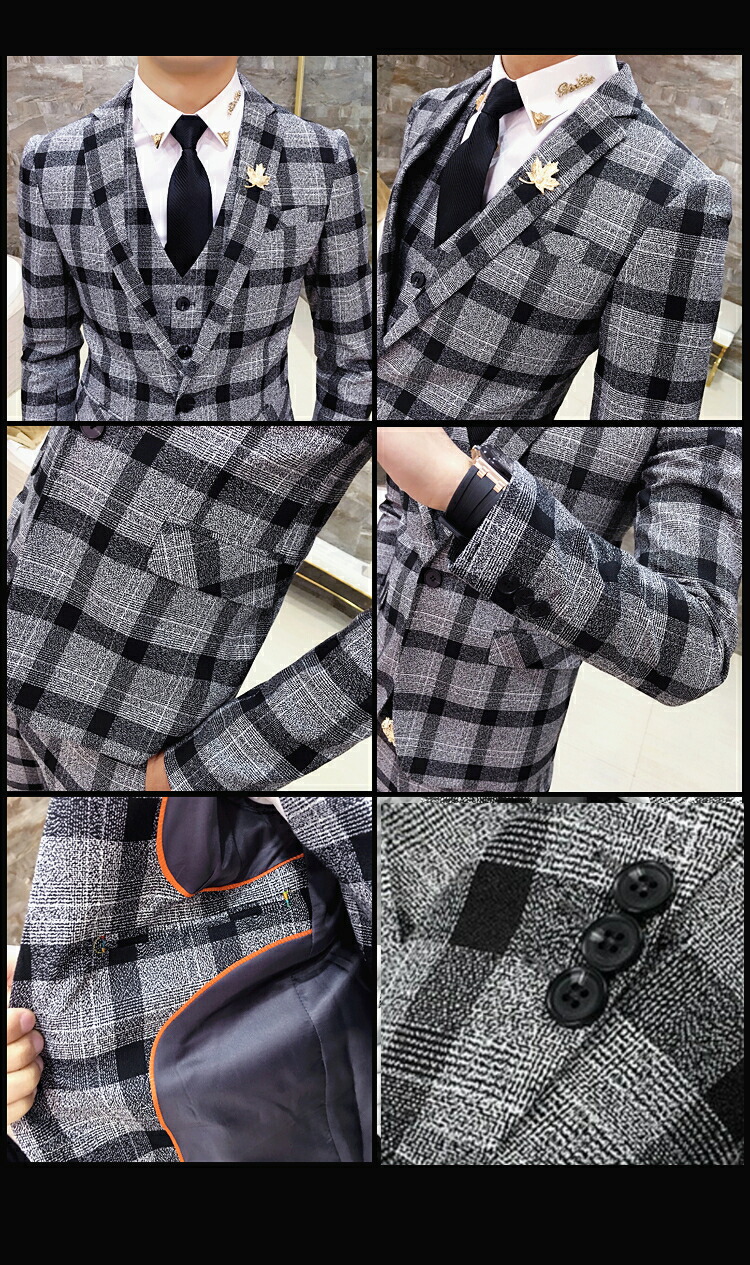人気絶頂 楽天市場 スーツ メンズ スリムスーツ スリーピース スーツ セットアップ メンズ カジュアルスーツ チェック柄 紳士服 スーツ ビジネススーツ ホスト スーツ結婚式 二次会パーティー おしゃれスーツ 送料無料 Ryoukou楽天市場店 人気満点 Www Peugeot