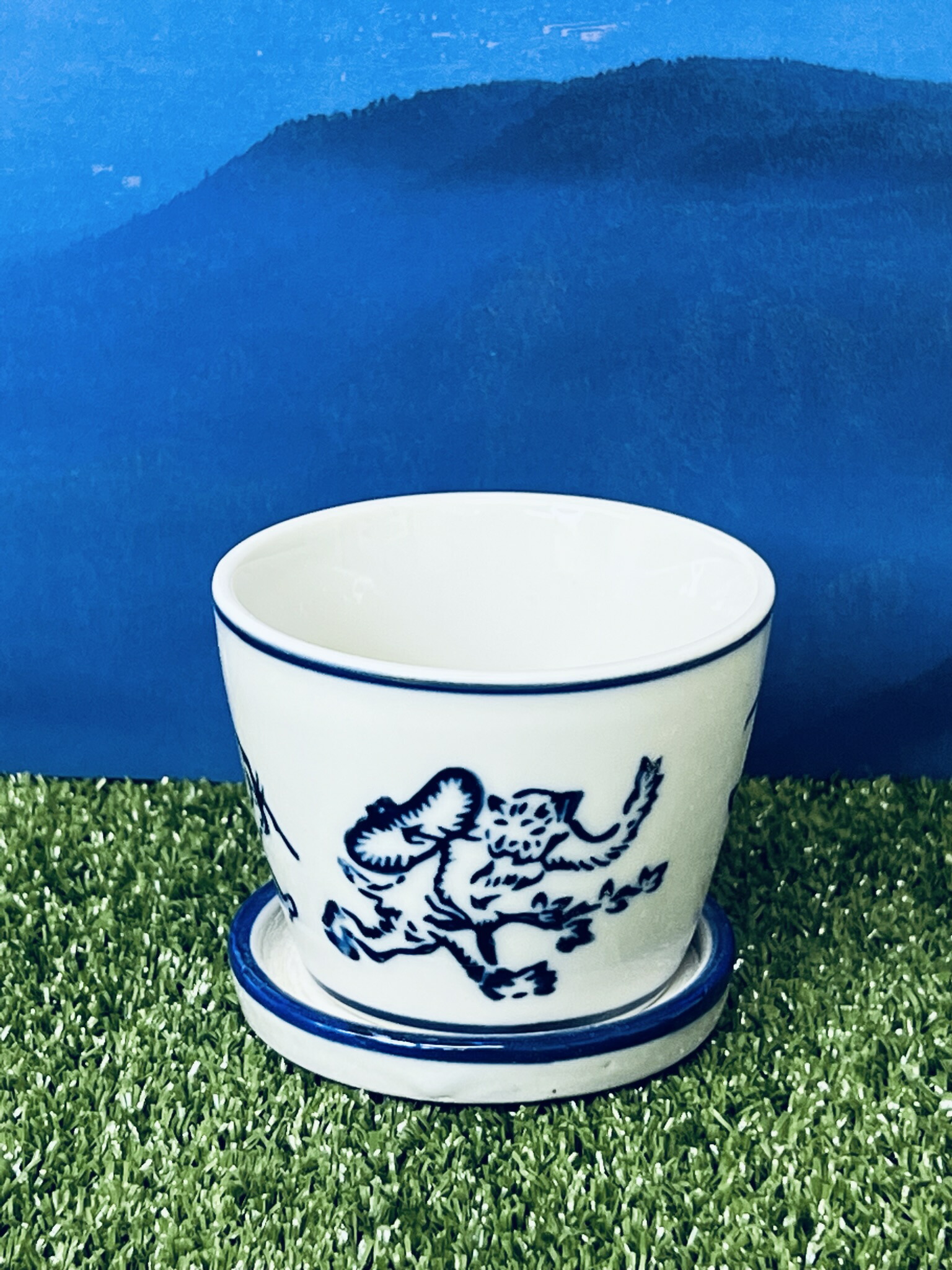 楽天市場】染付陶器【そば猪口型植木鉢1点】柄ランダム ばら売り 皿