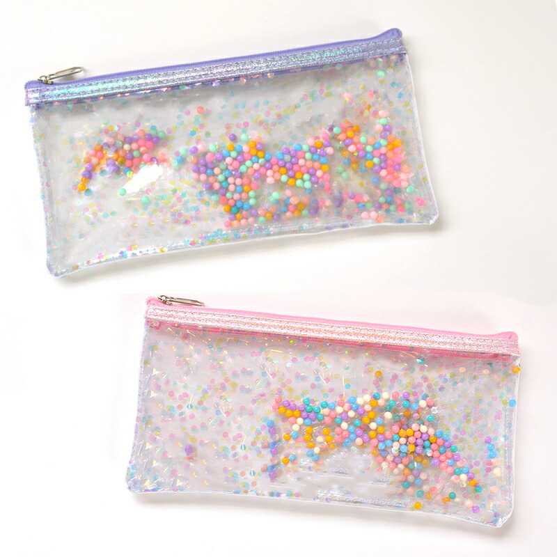 楽天市場 Tippi ティッピ ペンケース 透明 クリアポーチ ポーチ スプリンクルポーチ S プレゼント ビーズ オーロラ キラキラ 動く 可愛い かわいい カラフル クリア Rythmique