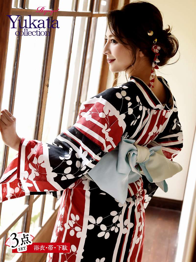 逸品 浴衣 セット レディース ゆかた 帯 下駄 キャバ 花柄 モダン リバーシブル 黒 あす楽 150cm かっこいい 大正ロマン かわいい レトロ モダン レトロモダン セット 半幅帯 高級 花柄 ストライプ 上品 女性 女 40代 30代 大正ロマン 即日発送