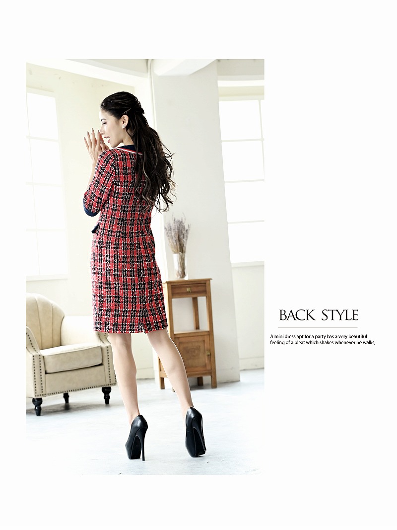 素晴らしい品質 キャバドレス キャバ ドレス ドレス キャバ 韓国 韓国ドレス キャバワンピース ワンピース パーティードレス Dayspiece 大きいサイズ ツイード チェック柄 膝丈 小さいサイズ あす楽 二次会 ファッション 韓国 レディース 派手 赤 目立つ 人気 日本製