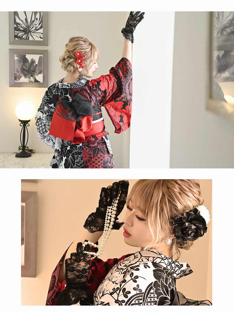 楽天市場 浴衣 セット ゆかた 帯 下駄 キャバ 牡丹柄 2点セット 半身柄 大人 女性 女 かわいい かっこいい 大人 ファッション 男ウケ レトロ 古典 モダン 夏祭り 祭り まつり 30代 代 レトロモダン 派手 モノトーン イベント 赤 黒 あす楽