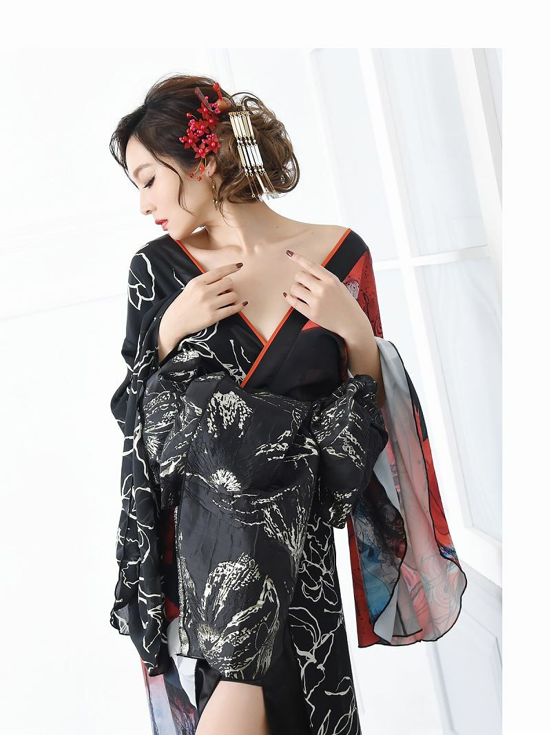 半身柄 セクシードレス 大きいサイズ 黒地 和風 和柄 花魁 ドレス 着物ドレス 花魁 2l 花魁コスプレ 花柄 ロングドレス キャバ 和柄ドレス 花魁 ドレス 着物ドレス 和柄 コンパニオン 衣装 キャバドレス キャバ ドレス セクシー ロング 振袖 派手 着物 エロ セクシードレス