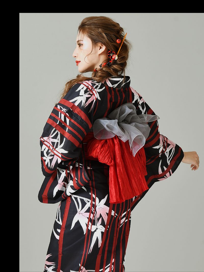 映え セット レディース かっこいい 代 女性 モダン ゆかた 個性的 黒 帯 ゆかた キャバ 百合 Sns セット浴衣 兵児帯 ストライプ 兵児帯 個性的 浴衣 下駄 百合 モダン ブランド レディース 黒 花柄