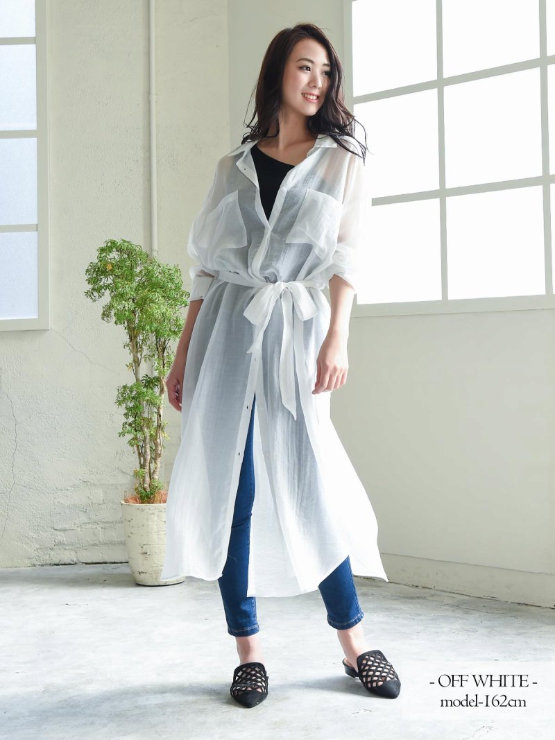 楽天市場 キャバ ワンピース パーティードレス 透け シャツワンピース シアー ロング羽織 Rselect