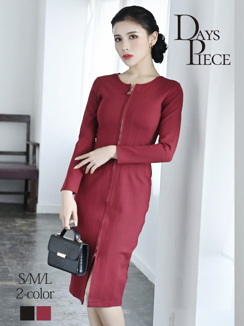 ストレッチ 無地 スリット ブラありレディースファッション ワンカラー ミモレ丈 ジッパー 長袖 キャバクラドレス ストレッチ オルチャン ジッパー キャバワンピース キャバ ドレス キャバドレス 韓国 韓国ドレス キャバワンピース パーティードレス Dayspiece ワンカラー