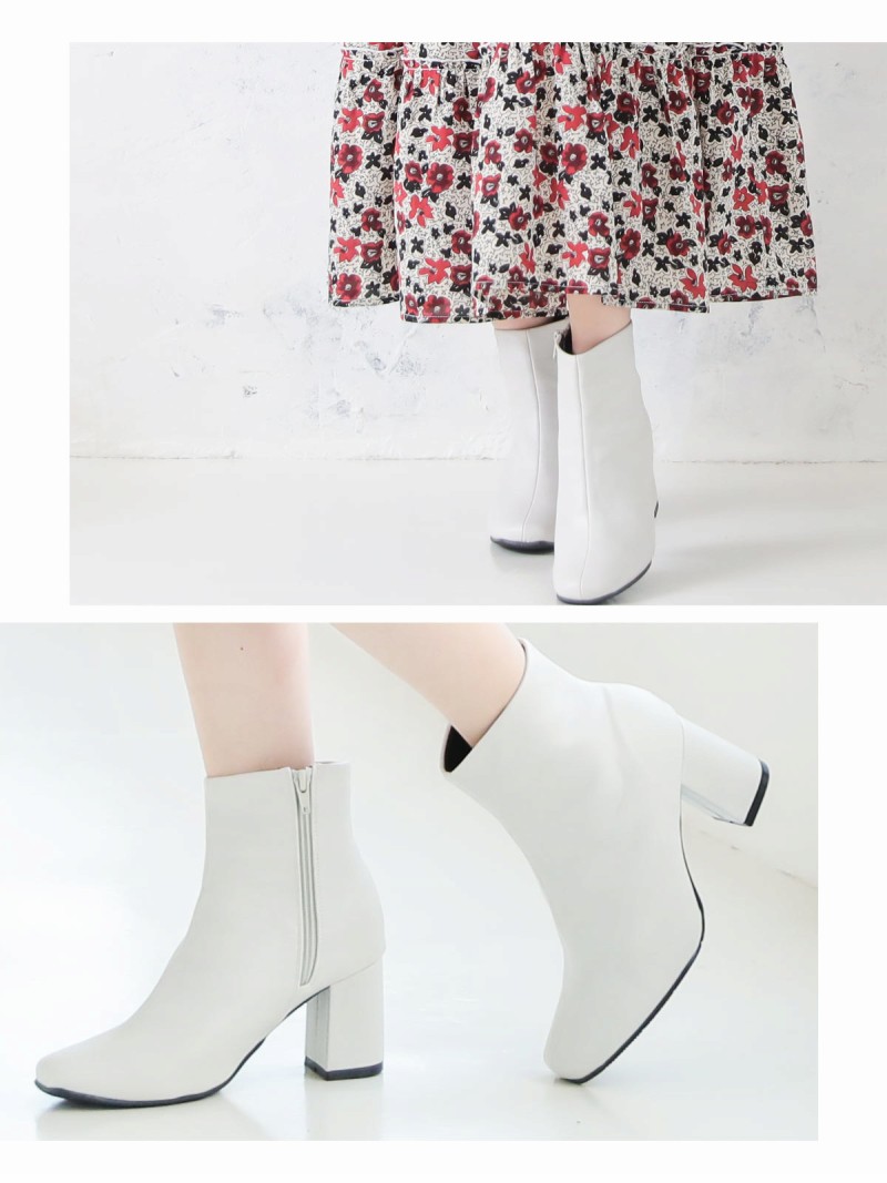 楽天市場 ショートブーツ レディース 靴 シューズ 無地 太ヒール フェイクレザー チャンキーヒール セクシー エロ Rselect