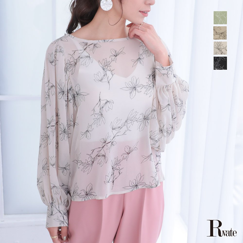 楽天市場 メール便対応 キャバブラウス レディース トップス ブラウス 花柄 トップス 長袖 ブラウス セクシー エロ Rselect