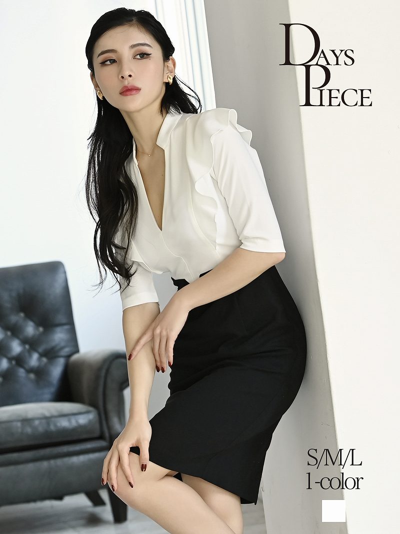 最安 キャバ ドレス キャバドレス キャバクラ キャバワンピース パーティードレス Dayspiece 袖付 韓国 膝丈 モノトーン あす楽 即納特典付き Isf Org Sa