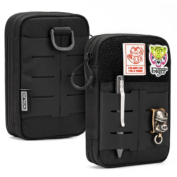 TACTICAL GEEK Block E2.0 EDCコンパクトウエストポケットポーチ、DIYパッチエリア付き添い人小型ポケットオーガナイザー、マルチ物の具用多目的モールツールポーチ、ナイロンデイリーユーティリティツールオーガナイザーバッグ、黒いこと