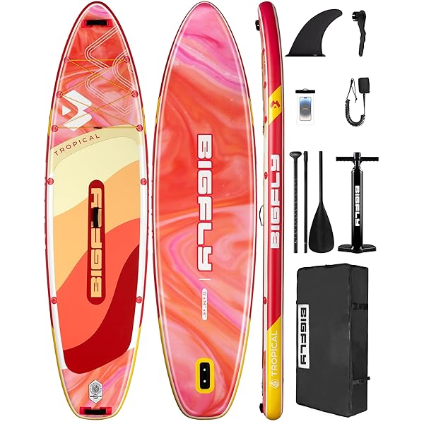 インフレータブルスタンドアップパドルボード (SUP) 11’x34”x6” 大人用 軽量\u0026耐久性 取り外し可能フィン、ポンプ、フローティングパドル、安全リーシュ、収納バッグ付き サーフィン・ヨガ・フィッシングに最適