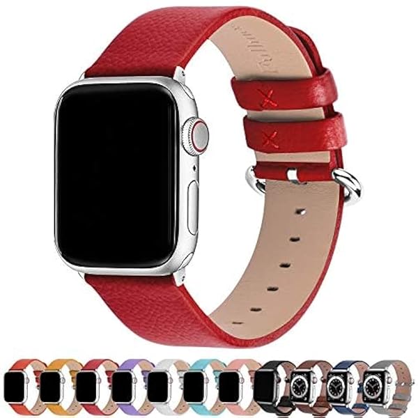 Apple Watch対応 バンド 38mm/40mm/41mm ベルト アップルウォッチバンド apple watch 9 8 7 6 5 4 3 2 1 SE SE2 Ultra Ultra2 バンド 本革レザー 交換バンド レッド画像