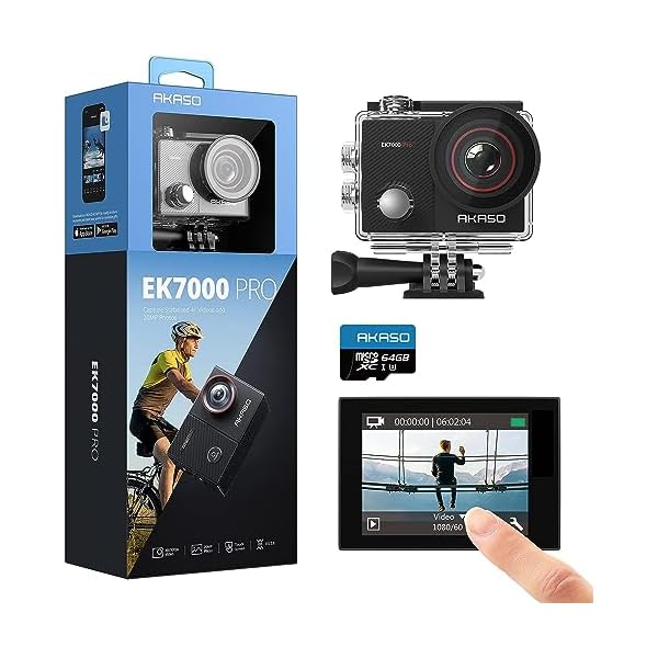 EK7000 Pro 4K 動き写真器 + 64GB記憶装置歌留多 2000万絵素 タッチパネル式 Type-C外の方マイクロホン相応う 手ブレ手を加える WIFI積み上げる 広角水晶体 40m雨合羽 水中写真器 HDMI最終生産物 運動競技写真器 遠隔操作付き添い人 2つ1350
