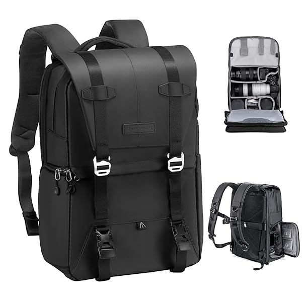 K＆F Concept 写真機御徒面子 今めかしい 写真機背嚢 カメラバックパック 2気室 20L 大電気容量 レインカバー付き添い人 映画化御徒面子 雨合羽 一眼二眼レフ/DSLR写真機/水晶体/16inパソコン/三脚架納める可 出張/旅する/映画化用御徒面子