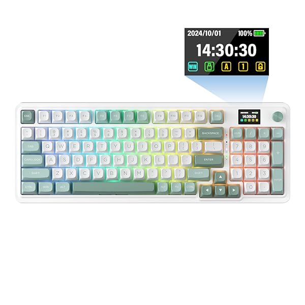 K719 ワイヤレスガスケットゲーミングキーボードw/画面\u0026ノッブ,95力学的鍵盤の手がかり,