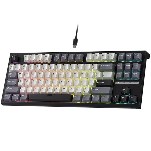C87 HE ラピッド銃の引き金 ゲーミングキーボード、87足懸かり TKL 有線 RGB 機械的鍵盤、ホ