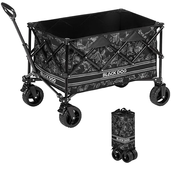 【堅苦しさ】BLACKDOG 持ちはこび手押し車 収容能力160L・当て嵌める掛け目100kg ワンタッチ交わり型 独立独行式 アウトドア ライン-花
