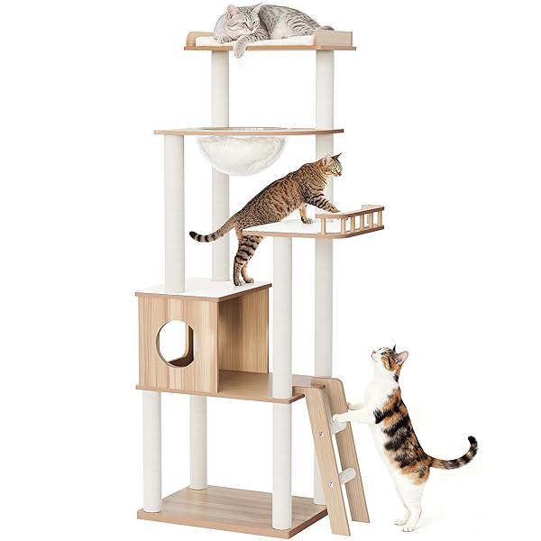 楽天市場】【送料無料】OROPY キャットタワー 据え置き型 木製 157cm 5