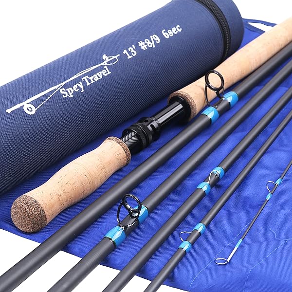 Maxcatch Speyフライロッド4ピース カーボンフライフィッシングロッド メッセ・チューブ持って(