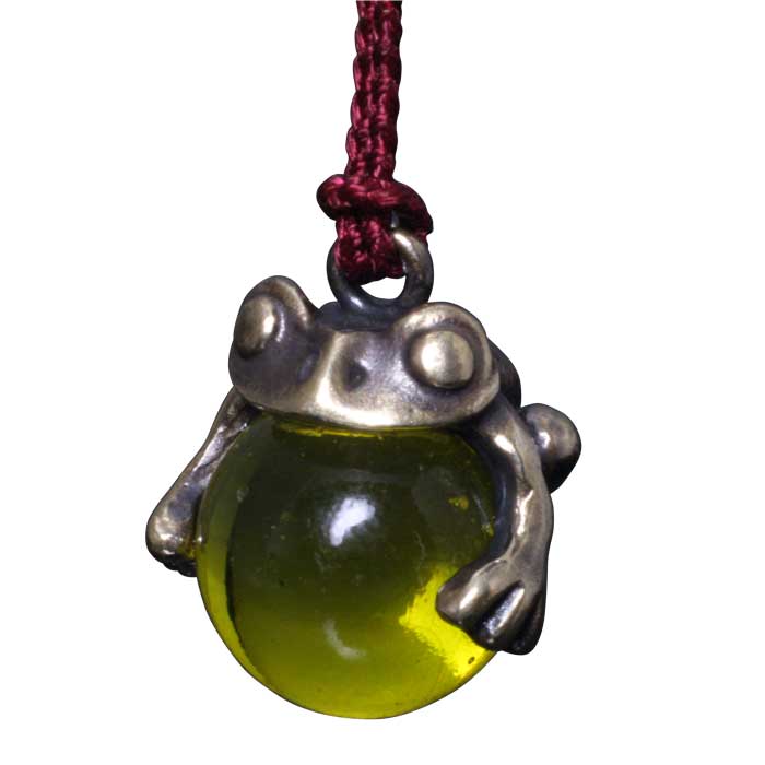 蛙 チャーム / 龍頭 蛙玉 根付 真鍮 Yellow Glass ストラップ 蛙 カエル シルバー メンズ レディース 男性用 女性用 和柄 和風 ペア ビー玉 ハンドメイド ギフト プレゼント イエロー 黄色 おしゃれ｜龍頭-SilverAccessories WebShop-