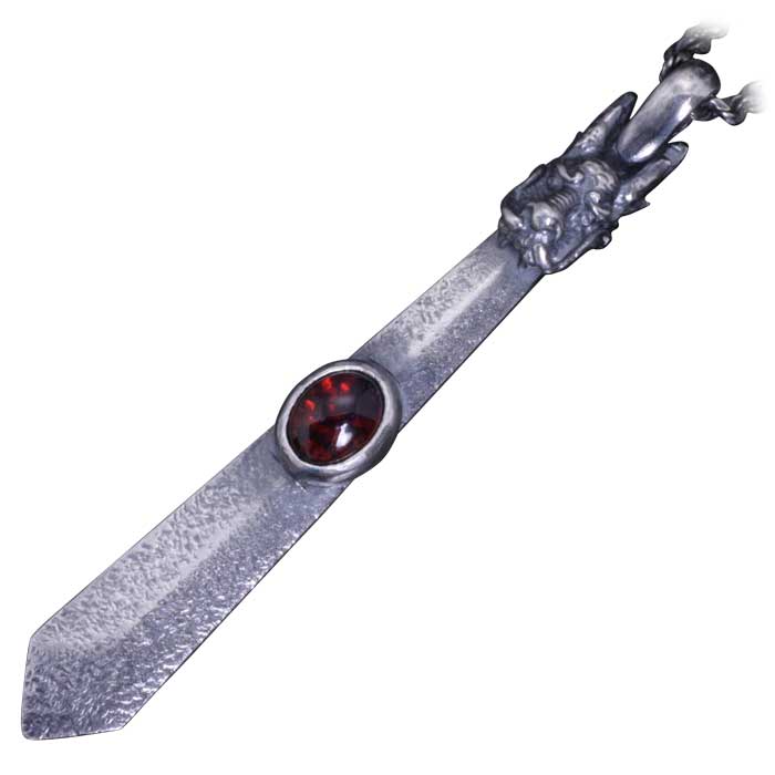 龍 ネックレス メンズ 龍頭 龍 剣 ペンダント トップ ガーネット チェーン付き シルバー ドラゴン 竜 日本 和柄 和風 男性用 おしゃれ ギフト プレゼント|龍頭-SilverAccessories WebShop-