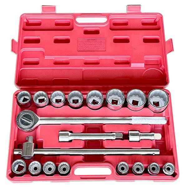 3/4"差込角 19-50mmソケットレンチセット 21点組 大型車・重機・建設機械対応 強化カーボンスチール製 T339｜琉球村