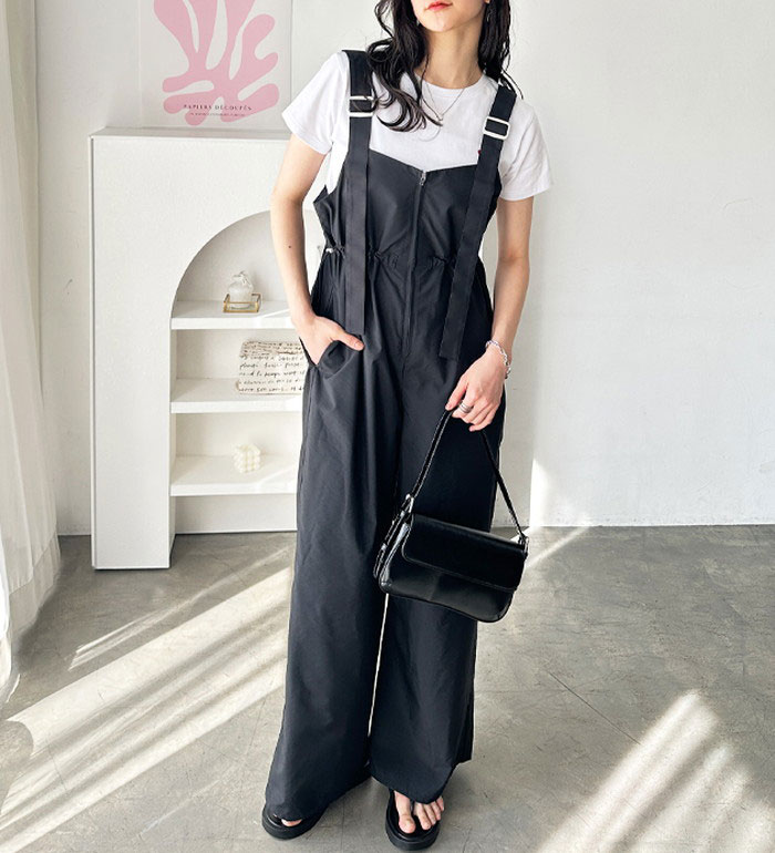 楽天市場】ギャザーデザインサロペット レディース 夏