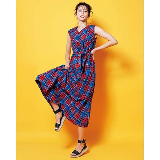 楽天市場 クーポン利用で81円に ワンピース M L Ll 3l 大胆チェック柄ワンピース M 3l Ryuryu リュリュ 大人 夏 夏服 大人 ワンピース 大きいサイズ 40代ファッション ラナン Ryuryu リュリュ