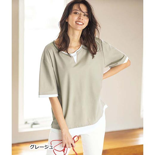 楽天市場 スーツ限定クーポン配布中 カットソー プルオーバー 接触冷感レイヤード風ｔシャツ Ryuryu リュリュ 大人 夏 夏服 トップス 大きいサイズ 40代ファッション ラナン Ryuryu リュリュ