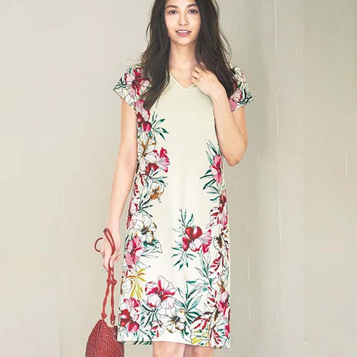 ラウンド 大人 リュリュ Ryuryu レディースファッション 40代 レディース 40代 パネル花柄サックワンピース 500円クーポン配布中 ワンピース 夏 大きいサイズ ワンピース 40代 大人 夏服 Hsja Rashiastrologer Com