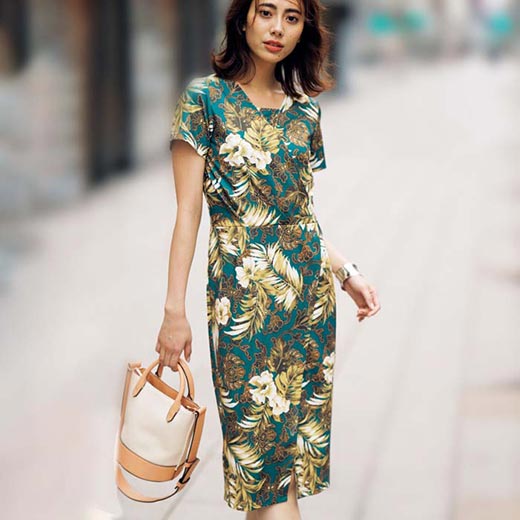 衝撃特価 大人 リュリュ Ryuryu レディースファッション 40代 レディース 40代 オリエンタル柄ジャージー素材タイトワンピ 500円クーポン配布中 ワンピース 夏 大きいサイズ ワンピース 40代 大人 夏服 Hsja Carmon Co Ao