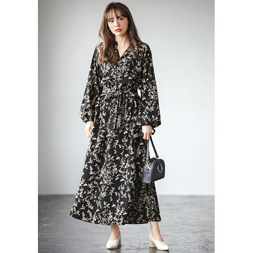 楽天市場 ワンピース M L Ll ボリューム袖カシュクールプリントワンピース M Ll レディース Ryuryu リュリュ 春 春服 大人 40代 ファッション 40代 レディースファッション Ryuryu リュリュ