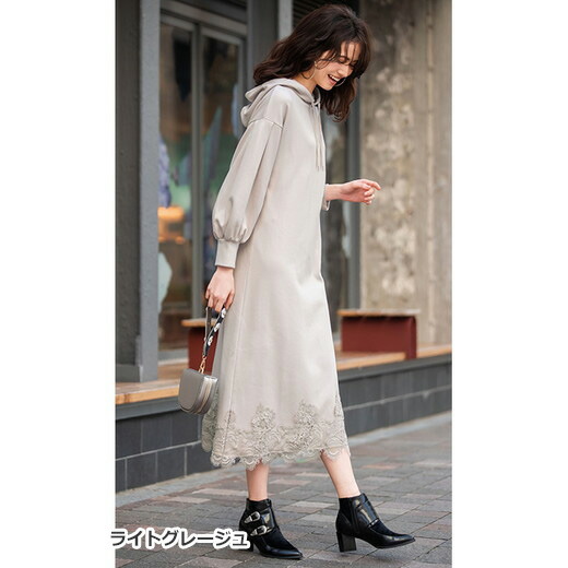 楽天市場 ワンピース M L Ll 裾レースパーカーワンピ M Ll 40代レディースファッション レディース Ryuryu リュリュ 秋 秋服 Ranan ラナン 大人 長袖 体型カバー Ryuryu リュリュ