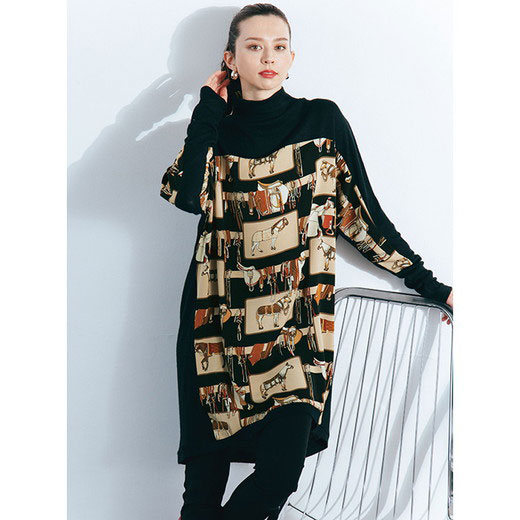 正規販売店 チュニック M L Ll 3l 異素材使いロング丈ニットソープルオーバー M 3l 30代 40代 レディースファッション レディース Ryuryu リュリュ Ranan ラナン 秋冬 秋服 冬服 トップス Batesmartin Com