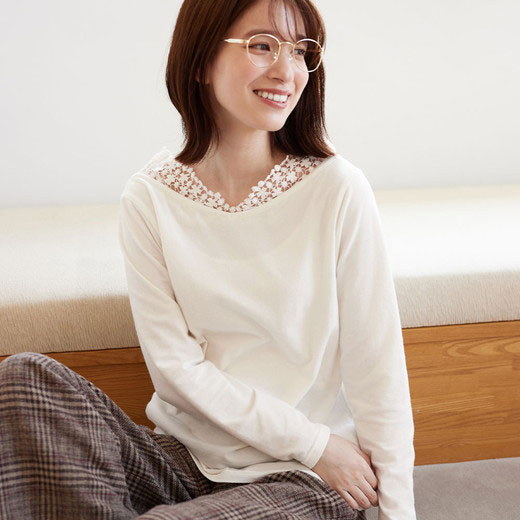 楽天市場】あったか綿衿見せレーストップス レディース 秋 冬 春