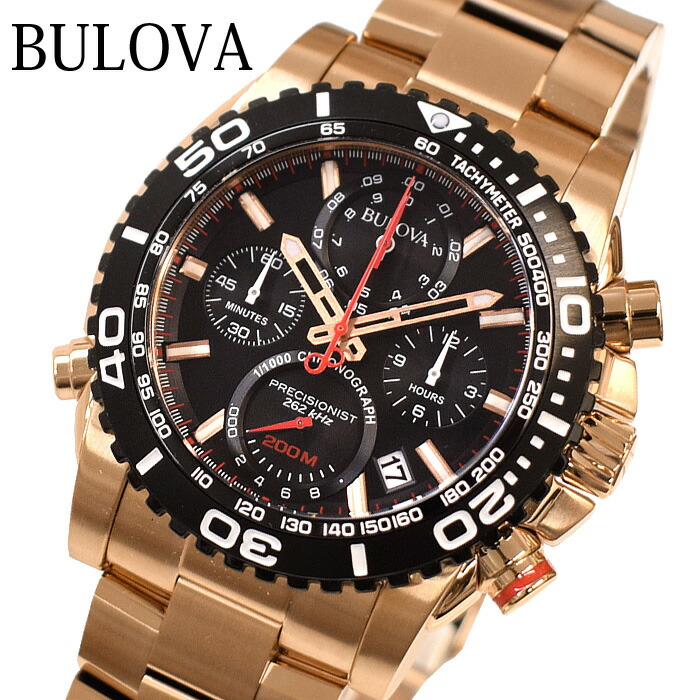 【美品】BULOVA ブローバ ブルー文字盤 コンビカラー 100M防水モデル 美品】BULOVA ブローバ ブルー文字盤 コンビカラー 100M防水
