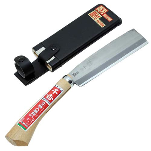 千吉 鞘入腰鉈 双刃 180MM 切れ味抜群 枝打ち 薪割り 鋼付刃 両刃 藤原産業
