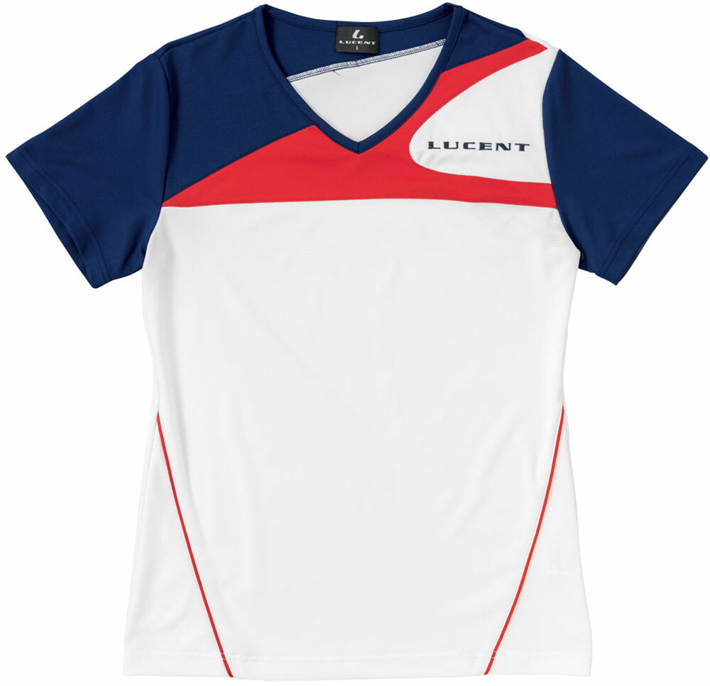 ルーセント LUCENT テニス Ladies ゲームシャツ 襟なし ホワイト 白 女性用 半袖Tシャツ 吸汗速乾 UVカット Vネック 日焼け対策 着替え 試合着 練習着 移動着 トップス XLH2250 4,838円