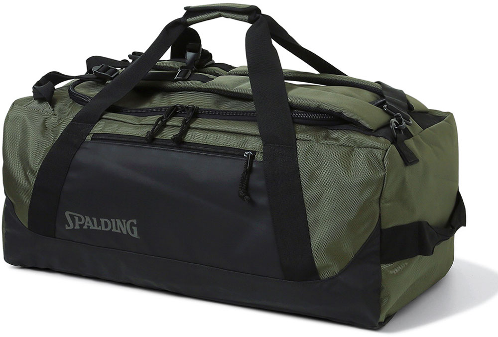 【10日までポイントアップ】 スポルディング SPALDING バスケット ヴァースダッフル 3WAY カーキ×ブラック 遠征 バスケット用 3ウェイ ダッフルバッグ バックパック 耐久性 旅行用 合宿 耐水性 ショルダーストラップ 50018KH