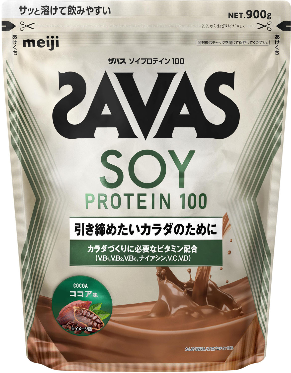 【マラソン期間ポイントアップ実施中！】 ザバス SAVAS ザバス ソイプロテイン100 ココア味 900g ボディーケア サプリメント 大豆 トレーニング ジム 運動 筋肉 たんぱく質 ビタミン ミネラル 溶けやすい 2635052｜スポーツヒーローズ